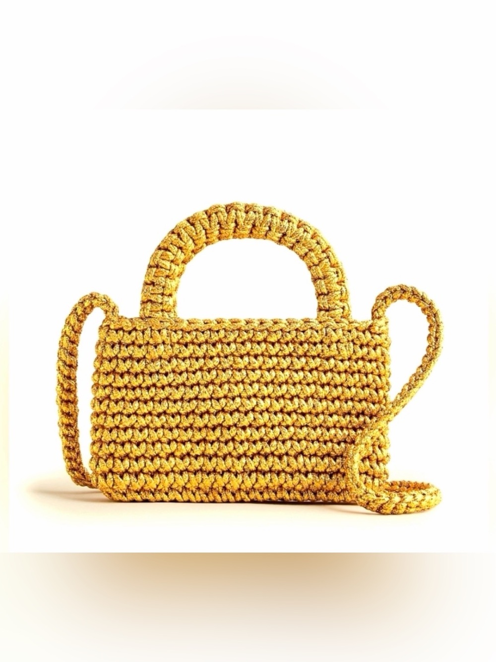 J.Crew Cádiz Gold Metallic Crochet Mini Crossbody Bag